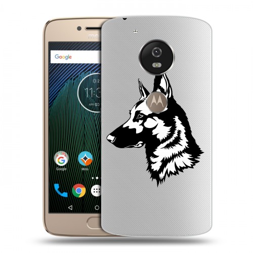 Полупрозрачный дизайнерский пластиковый чехол для Motorola Moto G5s Прозрачные собаки