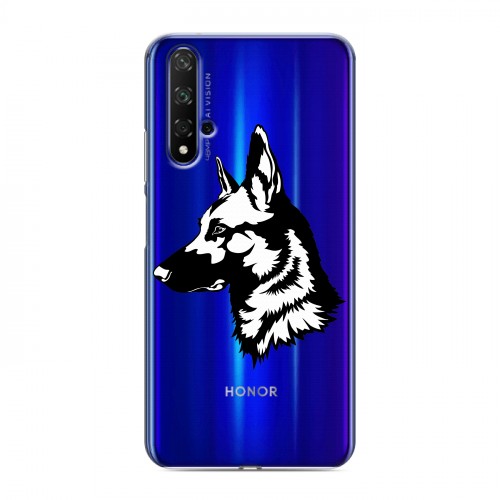 Полупрозрачный дизайнерский пластиковый чехол для Huawei Honor 20 Прозрачные собаки