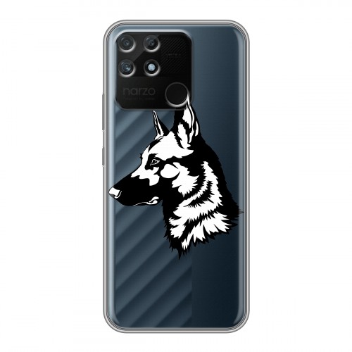 Полупрозрачный дизайнерский силиконовый чехол для Realme Narzo 50A Прозрачные собаки