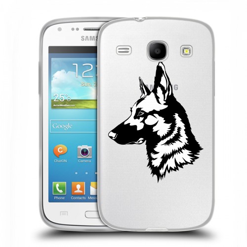 Полупрозрачный дизайнерский пластиковый чехол для Samsung Galaxy Core Прозрачные собаки