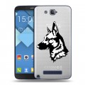 Полупрозрачный дизайнерский пластиковый чехол для Alcatel One Touch Hero Прозрачные собаки