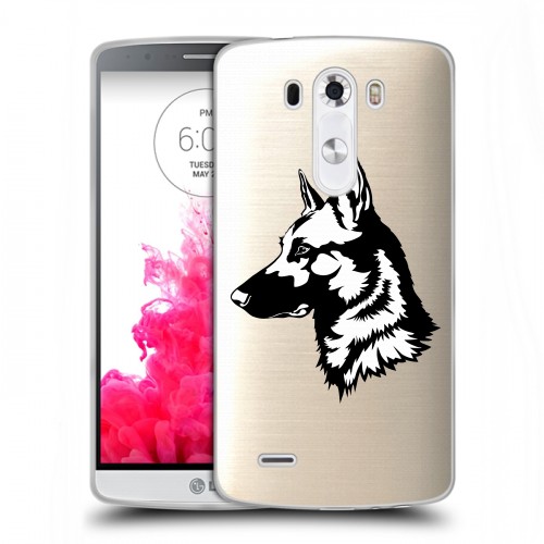 Полупрозрачный дизайнерский силиконовый чехол для LG G3 (Dual-LTE) Прозрачные собаки