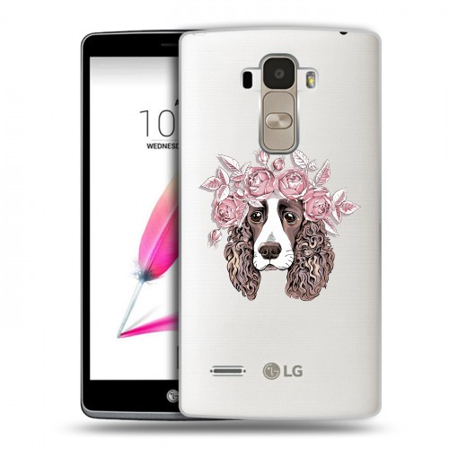 Полупрозрачный дизайнерский пластиковый чехол для LG G4 Stylus Прозрачные собаки