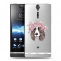 Полупрозрачный дизайнерский пластиковый чехол для Sony Xperia S Прозрачные собаки