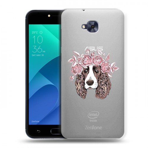 Полупрозрачный дизайнерский пластиковый чехол для ASUS ZenFone 4 Selfie Прозрачные собаки