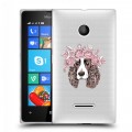 Полупрозрачный дизайнерский пластиковый чехол для Microsoft Lumia 435 Прозрачные собаки