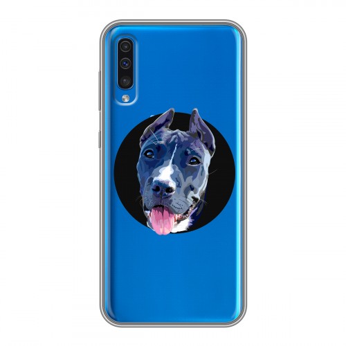 Полупрозрачный дизайнерский силиконовый с усиленными углами чехол для Samsung Galaxy A50 Прозрачные собаки