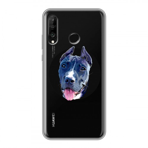 Полупрозрачный дизайнерский силиконовый с усиленными углами чехол для Huawei P30 Lite Прозрачные собаки