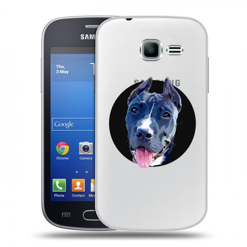 Полупрозрачный дизайнерский пластиковый чехол для Samsung Galaxy Trend Lite Прозрачные собаки