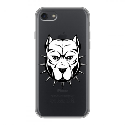 Полупрозрачный дизайнерский силиконовый с усиленными углами чехол для Iphone 7 Прозрачные собаки