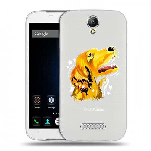 Полупрозрачный дизайнерский силиконовый чехол для Doogee X6 Прозрачные собаки