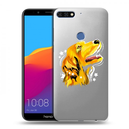 Полупрозрачный дизайнерский пластиковый чехол для Huawei Honor 7C Pro Прозрачные собаки