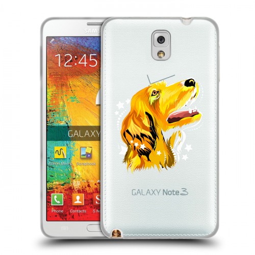 Полупрозрачный дизайнерский пластиковый чехол для Samsung Galaxy Note 3 Прозрачные собаки