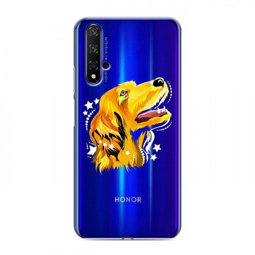 Полупрозрачный дизайнерский пластиковый чехол для Huawei Honor 20 Прозрачные собаки