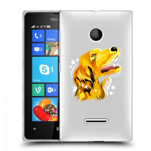 Полупрозрачный дизайнерский пластиковый чехол для Microsoft Lumia 435 Прозрачные собаки