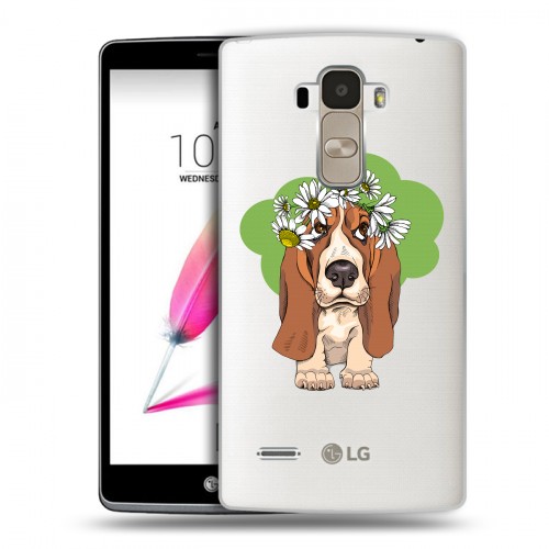 Полупрозрачный дизайнерский пластиковый чехол для LG G4 Stylus Прозрачные собаки