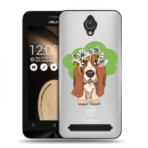 Полупрозрачный дизайнерский силиконовый чехол для ASUS Zenfone Go Прозрачные собаки