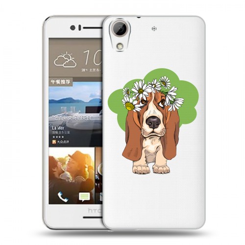 Полупрозрачный дизайнерский пластиковый чехол для HTC Desire 728 Прозрачные собаки