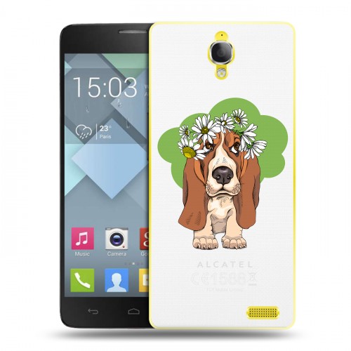 Полупрозрачный дизайнерский пластиковый чехол для Alcatel One Touch Idol X Прозрачные собаки
