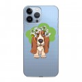 Полупрозрачный дизайнерский силиконовый чехол для Iphone 13 Pro Max Прозрачные собаки