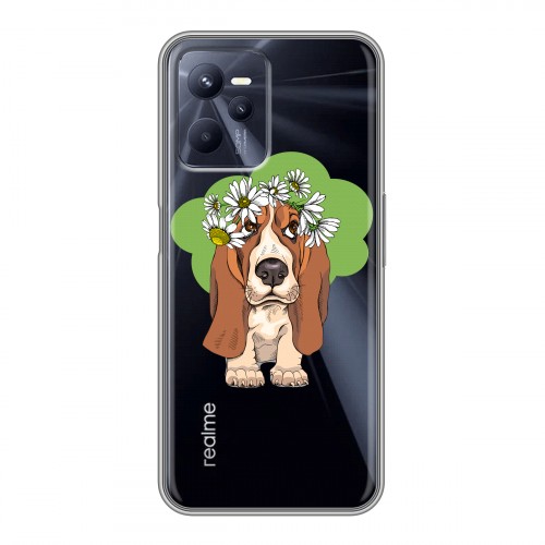 Полупрозрачный дизайнерский силиконовый чехол для Realme C35 Прозрачные собаки