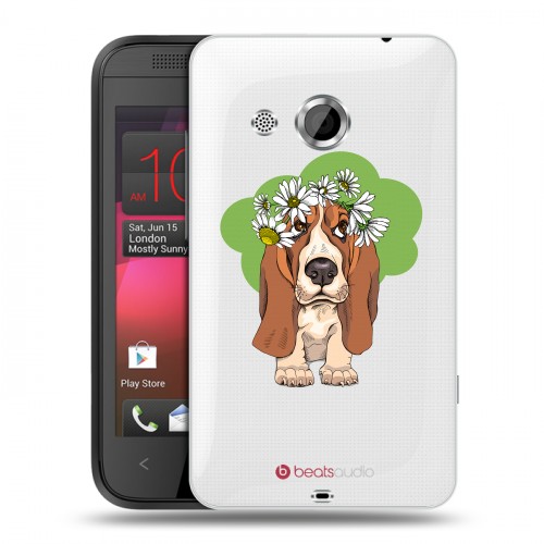Полупрозрачный дизайнерский пластиковый чехол для HTC Desire 200 Прозрачные собаки