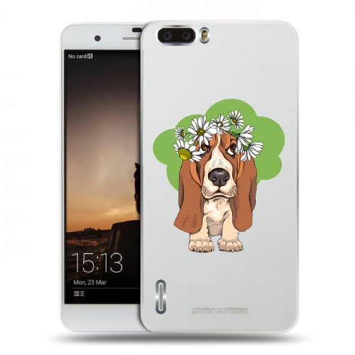 Полупрозрачный дизайнерский силиконовый чехол для Huawei Honor 6 Plus Прозрачные собаки
