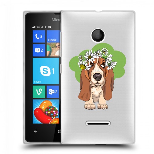 Полупрозрачный дизайнерский пластиковый чехол для Microsoft Lumia 435 Прозрачные собаки