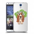 Полупрозрачный дизайнерский пластиковый чехол для HTC Desire 620 Прозрачные собаки