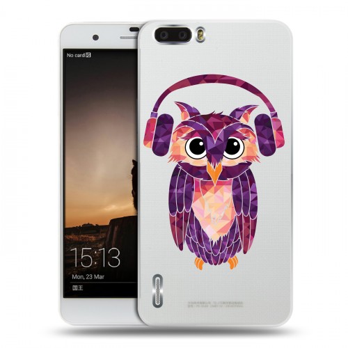 Полупрозрачный дизайнерский пластиковый чехол для Huawei Honor 6 Plus Прозрачные совы