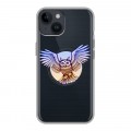 Полупрозрачный дизайнерский пластиковый чехол для Iphone 14 Прозрачные совы