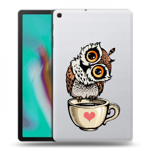 Полупрозрачный дизайнерский силиконовый чехол для Samsung Galaxy Tab A 10.1 (2019) Сова и кофе