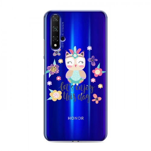 Полупрозрачный дизайнерский пластиковый чехол для Huawei Honor 20 Прозрачные совы