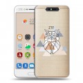 Полупрозрачный дизайнерский пластиковый чехол для ZTE Blade V8 Прозрачные совы