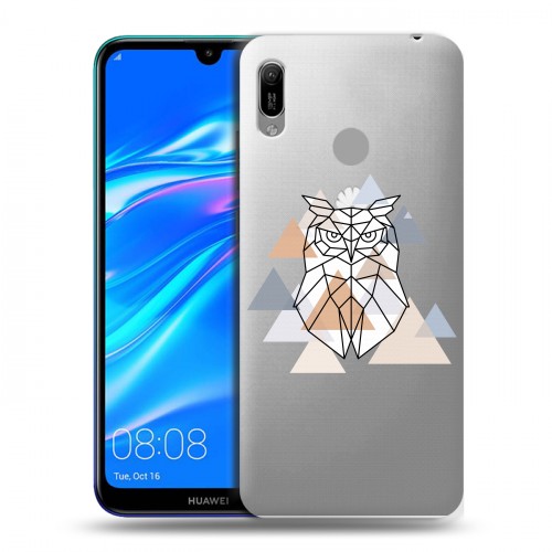 Полупрозрачный дизайнерский пластиковый чехол для Huawei Y6 (2019) Прозрачные совы