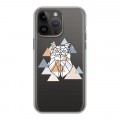 Полупрозрачный дизайнерский пластиковый чехол для Iphone 14 Pro Max Прозрачные совы