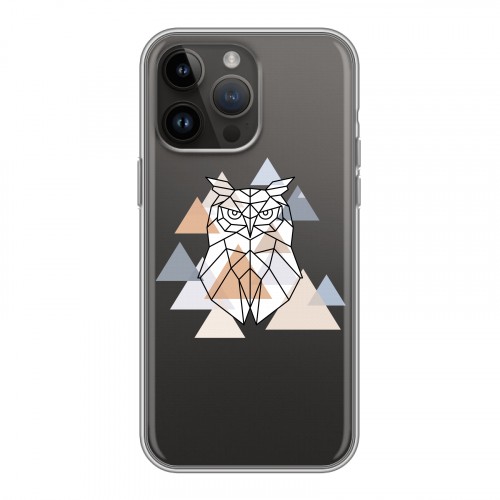 Полупрозрачный дизайнерский пластиковый чехол для Iphone 14 Pro Max Прозрачные совы