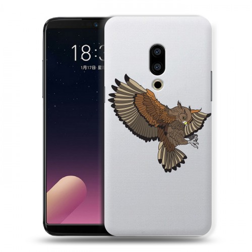 Полупрозрачный дизайнерский пластиковый чехол для Meizu 15 Plus Прозрачные совы