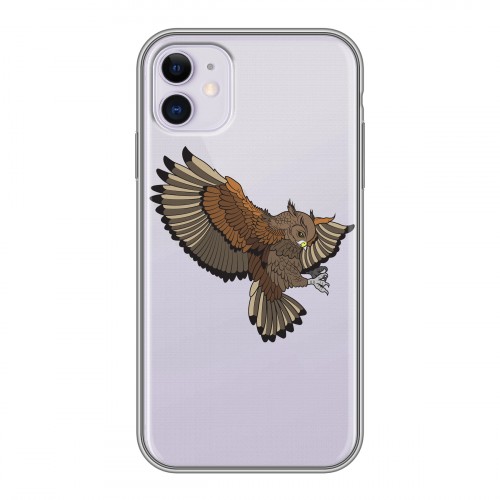 Полупрозрачный дизайнерский пластиковый чехол для Iphone 11 Прозрачные совы