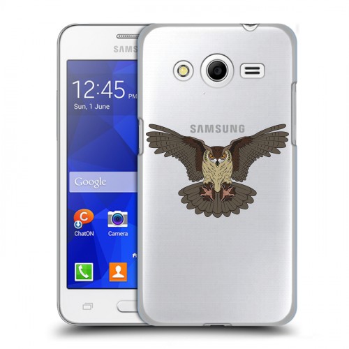 Полупрозрачный дизайнерский пластиковый чехол для Samsung Galaxy Core 2 Прозрачные совы