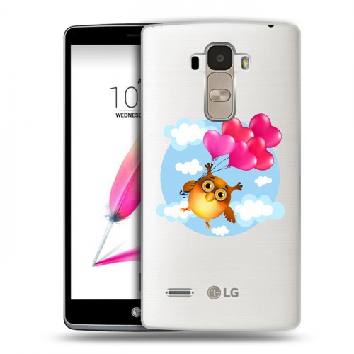 Полупрозрачный дизайнерский пластиковый чехол для LG G4 Stylus Прозрачные совы