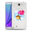 Полупрозрачный дизайнерский пластиковый чехол для Samsung Galaxy Note 2 Прозрачные совы