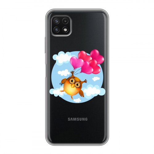 Полупрозрачный дизайнерский силиконовый с усиленными углами чехол для Samsung Galaxy A22s 5G Прозрачные совы