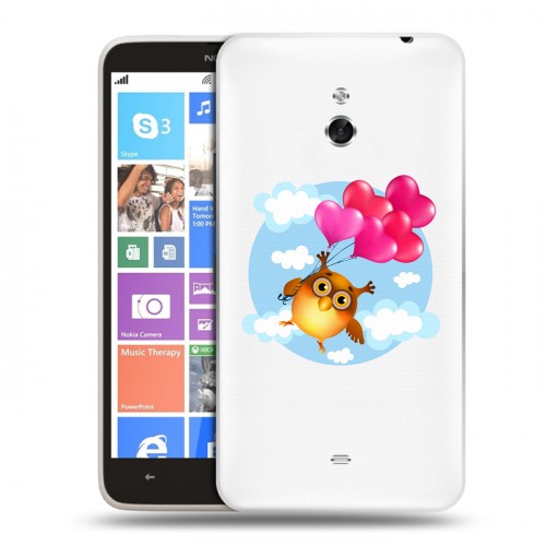 Полупрозрачный дизайнерский пластиковый чехол для Nokia Lumia 1320 Прозрачные совы