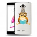 Полупрозрачный дизайнерский пластиковый чехол для LG G4 Stylus Прозрачные совы