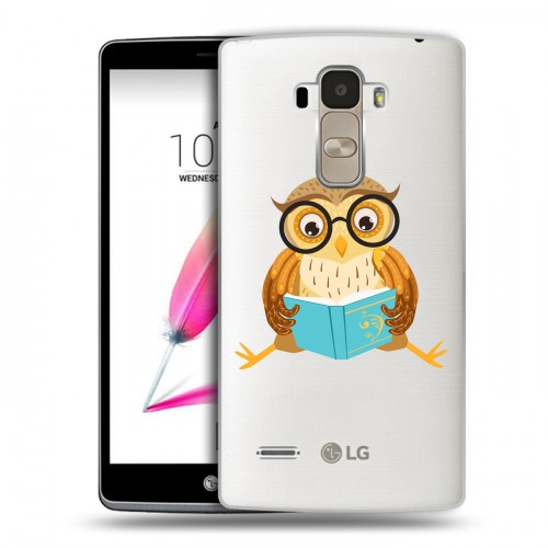 Полупрозрачный дизайнерский пластиковый чехол для LG G4 Stylus Прозрачные совы