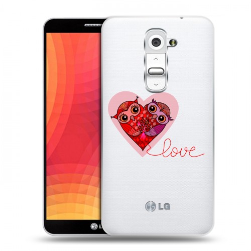 Полупрозрачный дизайнерский пластиковый чехол для LG Optimus G2 Прозрачные совы