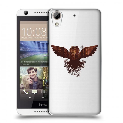 Полупрозрачный дизайнерский пластиковый чехол для HTC Desire 626 Прозрачные совы