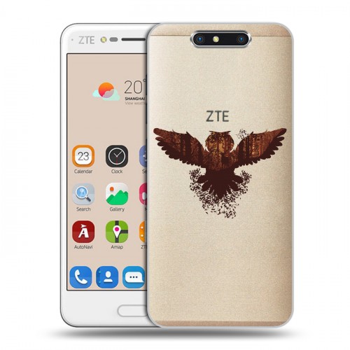 Полупрозрачный дизайнерский пластиковый чехол для ZTE Blade V8 Прозрачные совы