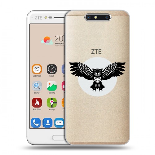 Полупрозрачный дизайнерский пластиковый чехол для ZTE Blade V8 Прозрачные совы